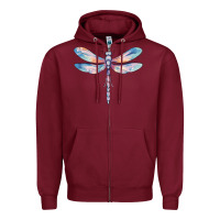 Burgundy dragonfly Zipper Hoodie - MaliasSmallBusiness