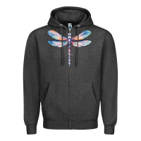 Charcoal Heather dragonfly Zipper Hoodie - MaliasSmallBusiness