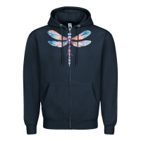 Navy dragonfly Zipper Hoodie - MaliasSmallBusiness