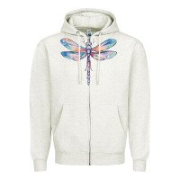 Oatmeal Heather dragonfly Zipper Hoodie - MaliasSmallBusiness