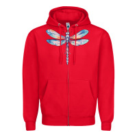 Red dragonfly Zipper Hoodie - MaliasSmallBusiness