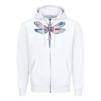 White dragonfly Zipper Hoodie - MaliasSmallBusiness