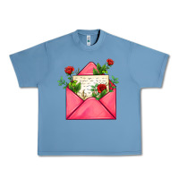 Pebble Blue pink letter Urban Heavy Tee - AdoDesignShop