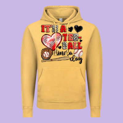 It's A Tee Ball Kinda Day Vintage Hoodie Designed By Jahusdesignshop