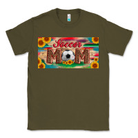 Army Green soccer mom with ball and sunflower and serape licanse plate Classic Tee - Artiststas
