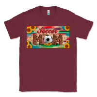 Burgundy soccer mom with ball and sunflower and serape licanse plate Classic Tee - Artiststas