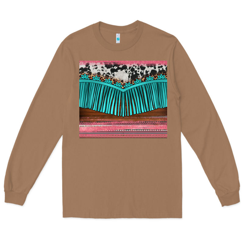 Western Fringe Cowhide Leopard Long Sleeve Tee by BarkalooDesign | Teevron