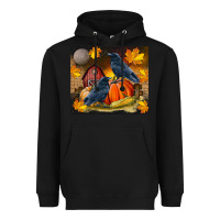 Black Fall Crow Heavyweight Hoodie - LillyAllenDesigns