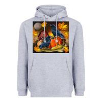 Heather Grey Fall Crow Heavyweight Hoodie - LillyAllenDesigns