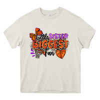 Cream little sister biggest fan basketball Heavy Core Tee - Zillion Design Studio