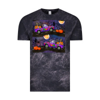 Cloud Black halloween spooky truck seamless pattern Vintage Tee - BundleAndBundleShop