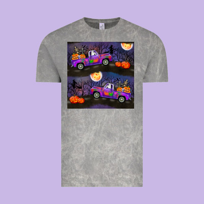 Halloween Spooky Truck Seamless Pattern Vintage Tee Designed By Bundleandbundleshop