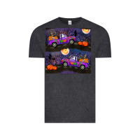 Vintage Black halloween spooky truck seamless pattern Vintage Tee - BundleAndBundleShop