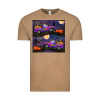 Vintage Coffee halloween spooky truck seamless pattern Vintage Tee - BundleAndBundleShop