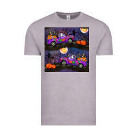 Vintage Zinc halloween spooky truck seamless pattern Vintage Tee - BundleAndBundleShop
