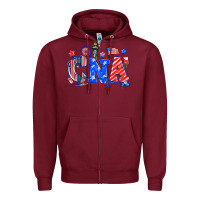 Burgundy 4th of july cna Zipper Hoodie - NancyCooperArtShop