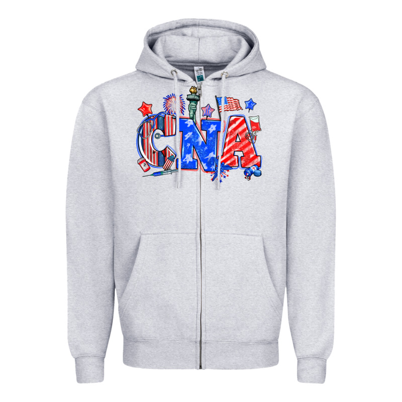 4th Of July Cna Zipper Hoodie by NancyCooperArtShop | Teevron