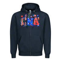 Navy 4th of july cna Zipper Hoodie - NancyCooperArtShop