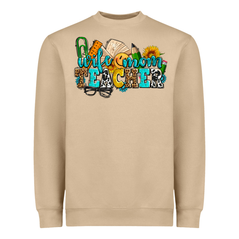 Wife Mom Teacher With Sunflowers Heavyweight Sweatshirt by AdoDesignShop | Teevron