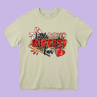 Little Sister Biggest Fan Baseball Heavy Core Tee Designed By Zillion Design Studio