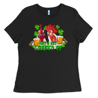 St. Patricks Day Roosters Lets Get Lucked Up Ladies Tee | Teevron