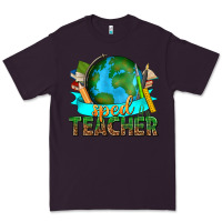 Plum sped teacher with earth globe Premium Tee - texasbilliewilder