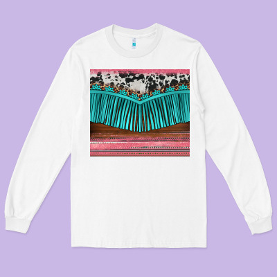 Western Fringe Cowhide Leopard Long Sleeve Tee Designed By Barkaloodesign