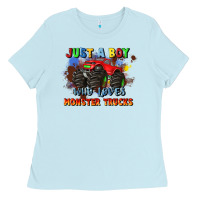 Just A Boy Who Loves Monster Trucks Ladies Tee | Teevron