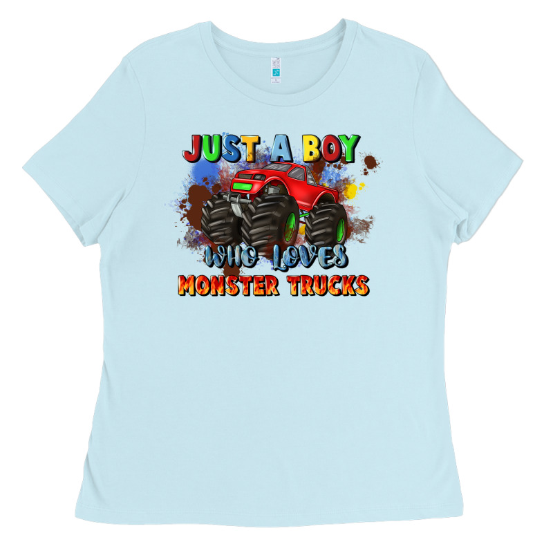Just A Boy Who Loves Monster Trucks Ladies Tee by JahusDesignShop | Teevron