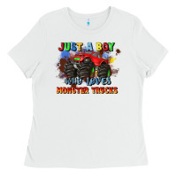 White just a boy who loves monster trucks Ladies Tee - JahusDesignShop
