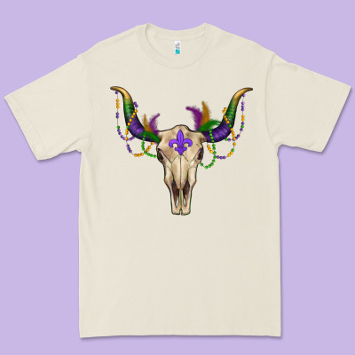 Mardi Gras Bullskull Premium Tee Designed By Ranaportraitstore