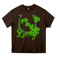 Chocolate Brown Lucky shamrock horseshoe Heavy Core Tee - RanaPortraitStore