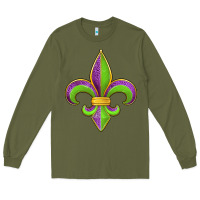 Army Green mardi gras fleur de lis leopard Long Sleeve Tee - Jasminsmagicworld