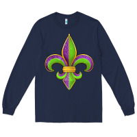 Navy mardi gras fleur de lis leopard Long Sleeve Tee - Jasminsmagicworld