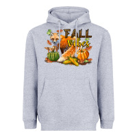 Heather Grey Fall Vibes Fox Heavyweight Hoodie - LillyAllenDesigns