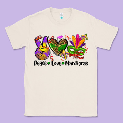 Peace Love  Mardi Gras Classic Tee Designed By Adodesignshop
