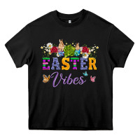 Black easter vibes and butterfly with bunny and flowers Heavy Core Tee - Artiststas
