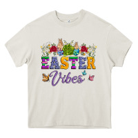 Cream easter vibes and butterfly with bunny and flowers Heavy Core Tee - Artiststas