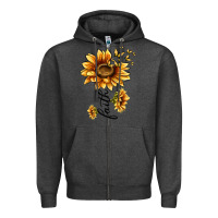 Charcoal Heather faith sunflower Zipper Hoodie - MaliasSmallBusiness