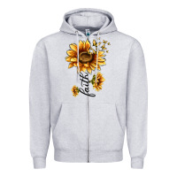 Heather Grey faith sunflower Zipper Hoodie - MaliasSmallBusiness
