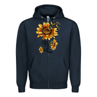 Navy faith sunflower Zipper Hoodie - MaliasSmallBusiness