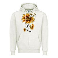 Oatmeal Heather faith sunflower Zipper Hoodie - MaliasSmallBusiness