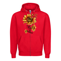 Red faith sunflower Zipper Hoodie - MaliasSmallBusiness