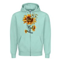 Seafoam faith sunflower Zipper Hoodie - MaliasSmallBusiness
