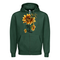 Sports Green faith sunflower Zipper Hoodie - MaliasSmallBusiness