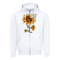 White faith sunflower Zipper Hoodie - MaliasSmallBusiness