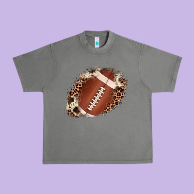 Football Cowhide Leopard Patch Urban Heavy Tee Designed By Jahusdesignshop