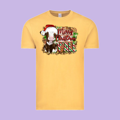 Merry Christmas Y'all Cow Vintage Tee Designed By Artiststas