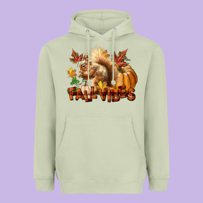 Fall Vibes Squirrel Heavyweight Hoodie Designed By Lillyallendesigns