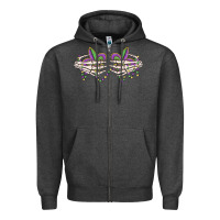 Charcoal Heather skeleton hands mardi gras Zipper Hoodie - MaliasSmallBusiness
